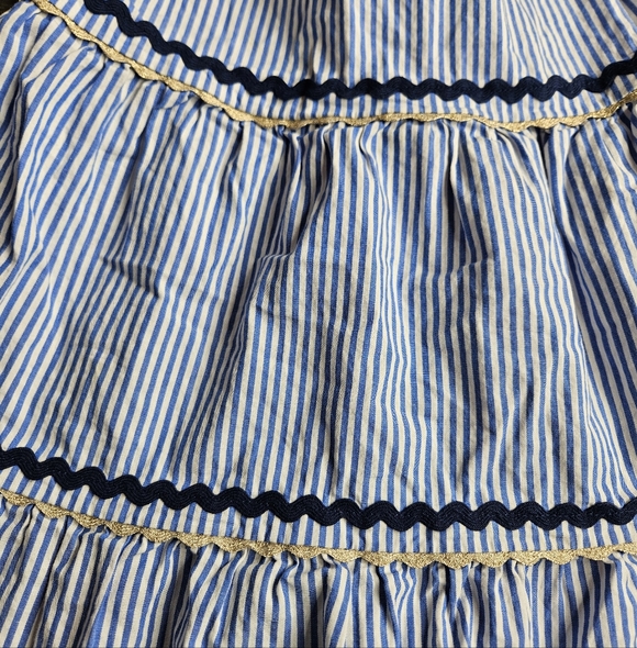 CrewCuts By J. Crew Dress Size 5 Blue White Stripes Rick Rack Trim - Picture 2 of 7